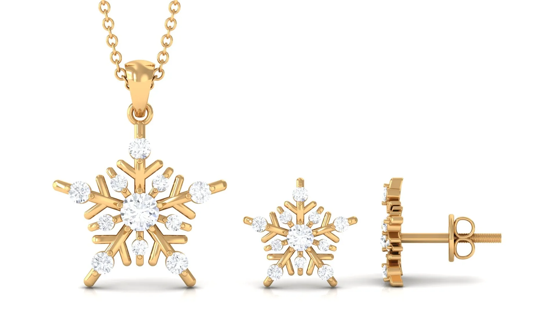 Cubic Zirconia Snowflake Jewelry Set