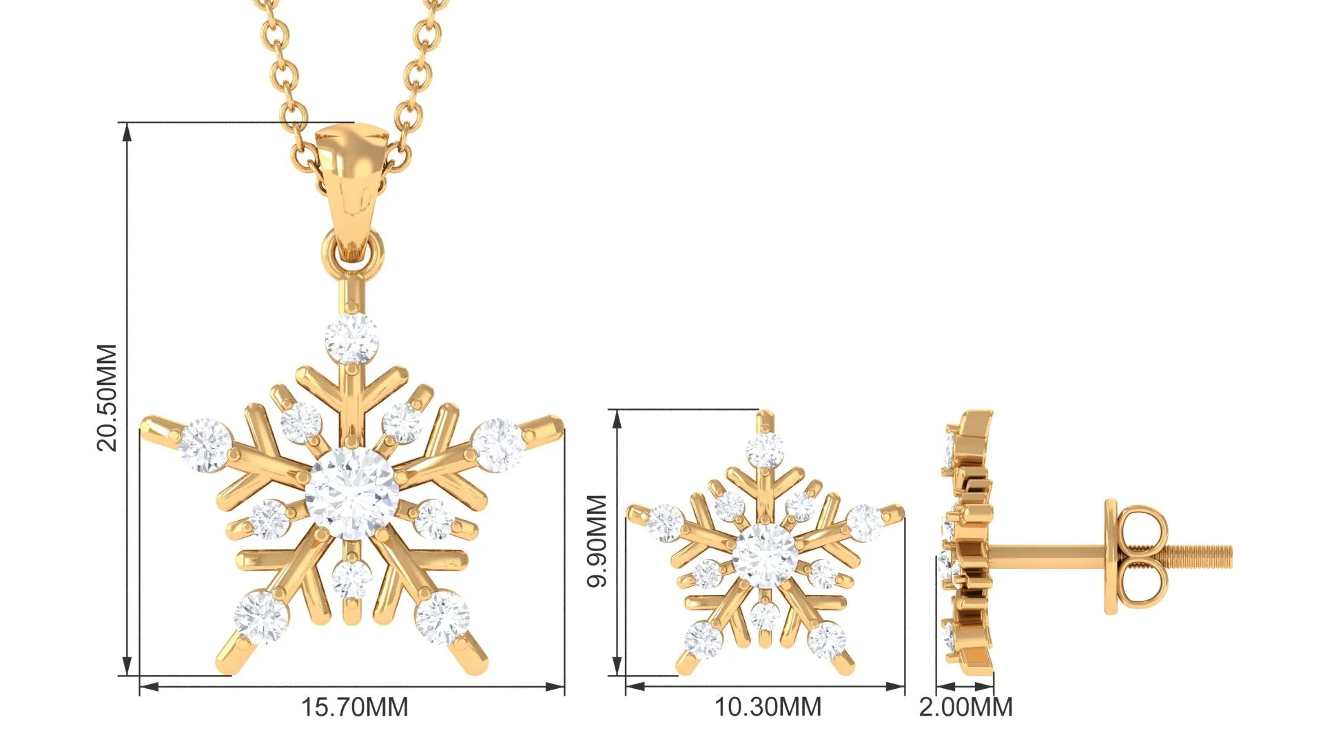 Cubic Zirconia Snowflake Jewelry Set