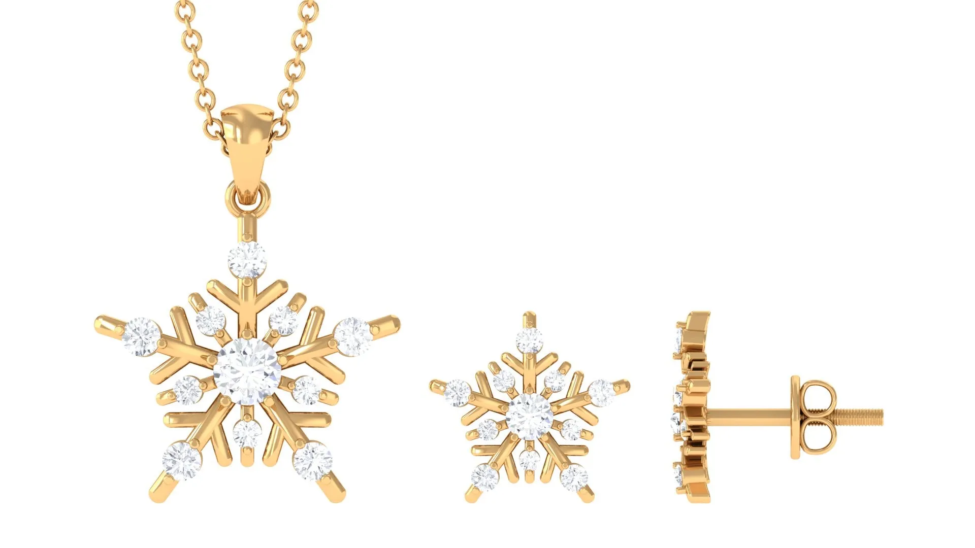 Cubic Zirconia Snowflake Jewelry Set