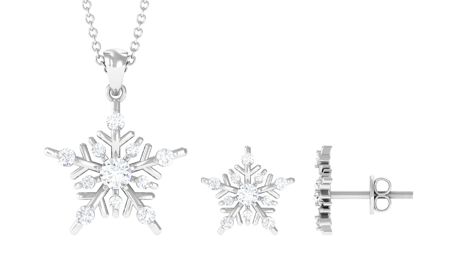 Cubic Zirconia Snowflake Jewelry Set