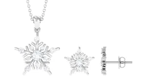 Cubic Zirconia Snowflake Jewelry Set