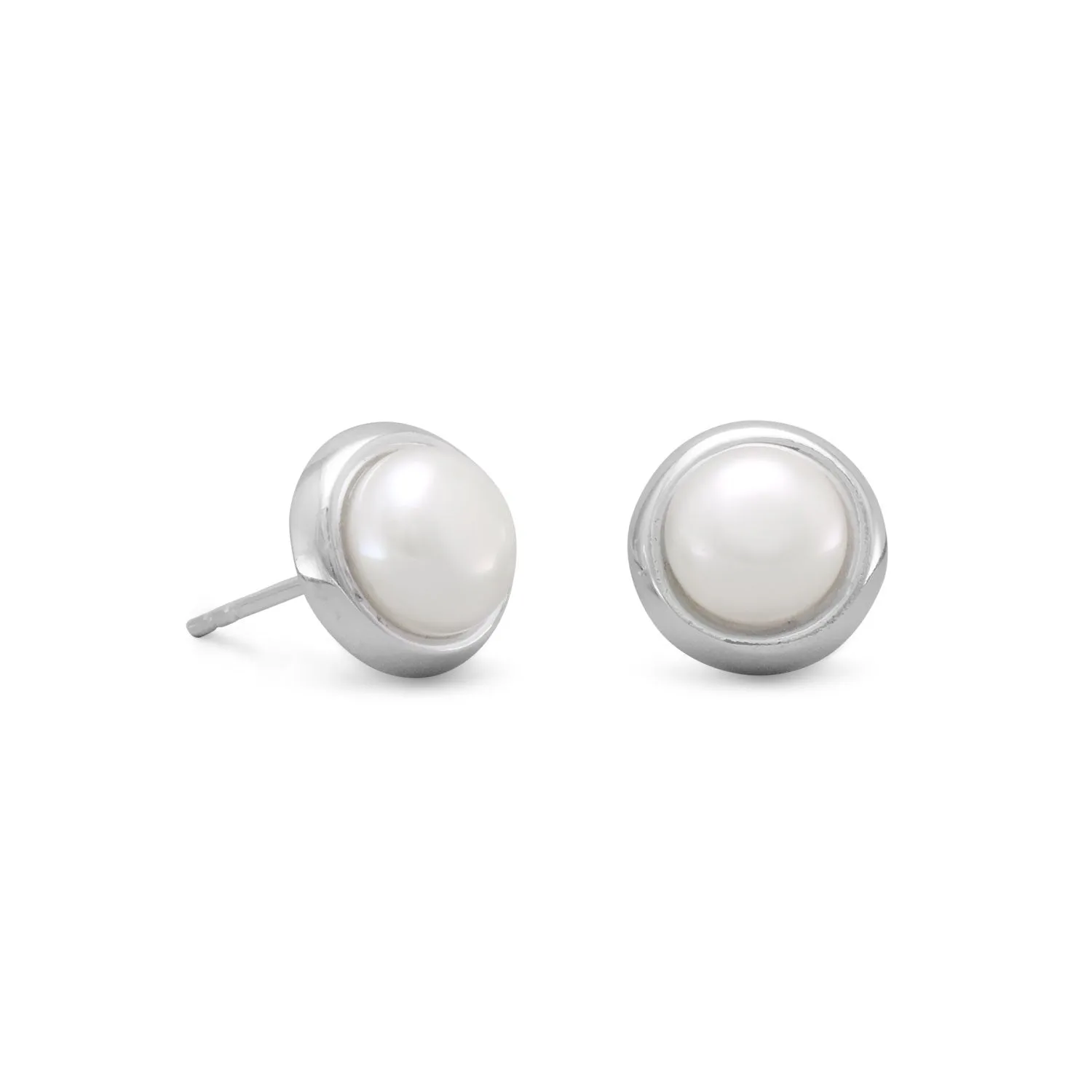 Cultured Freshwater Button Pearl Stud Earrings