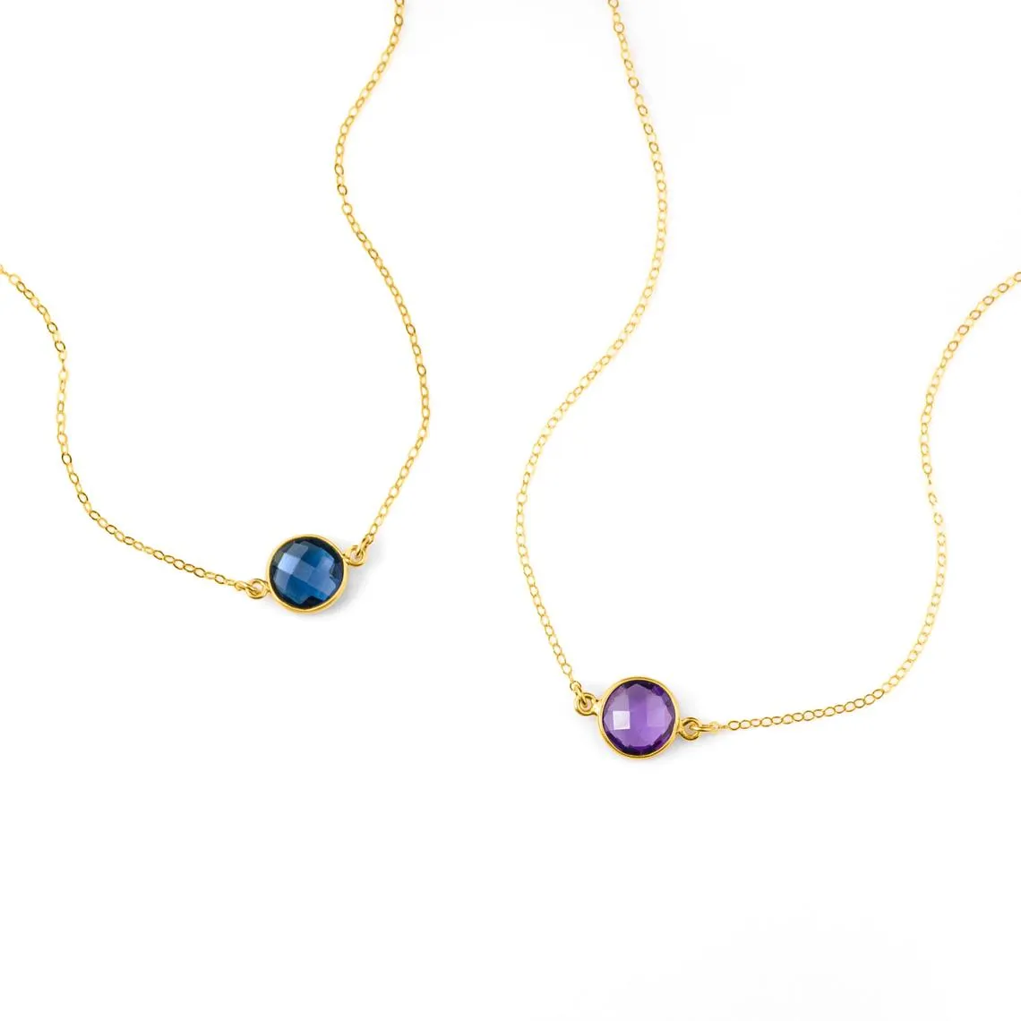 Custom Birthstone Necklace with Round Gemstone Stations