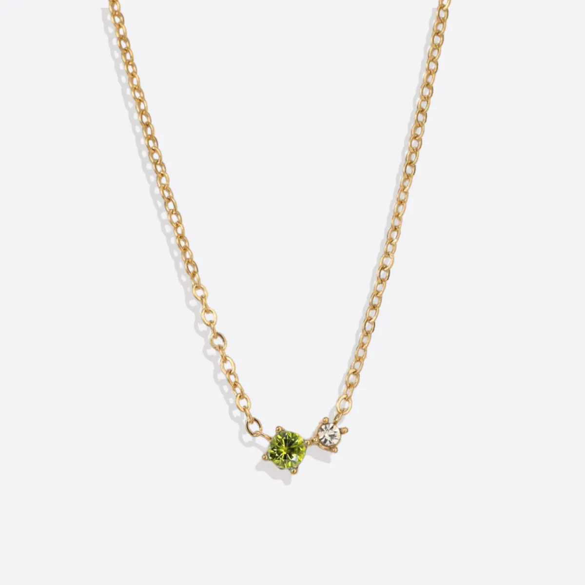 Dainty Birthstone Solitaire Necklace with Diamond Accent