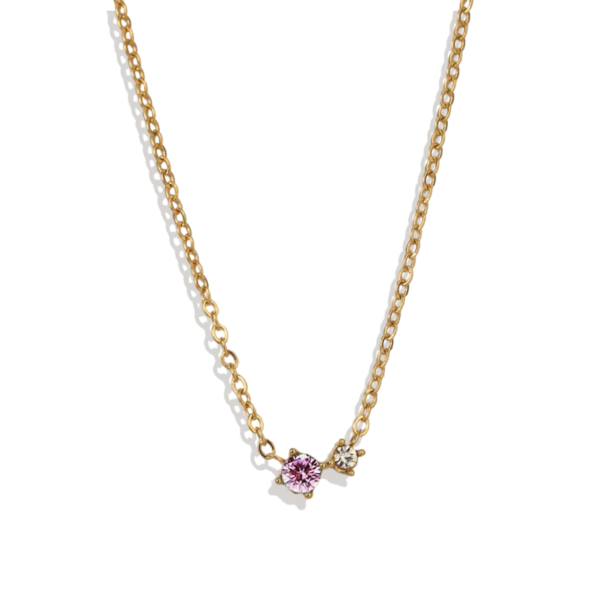 Dainty Birthstone Solitaire Necklace with Diamond Accent