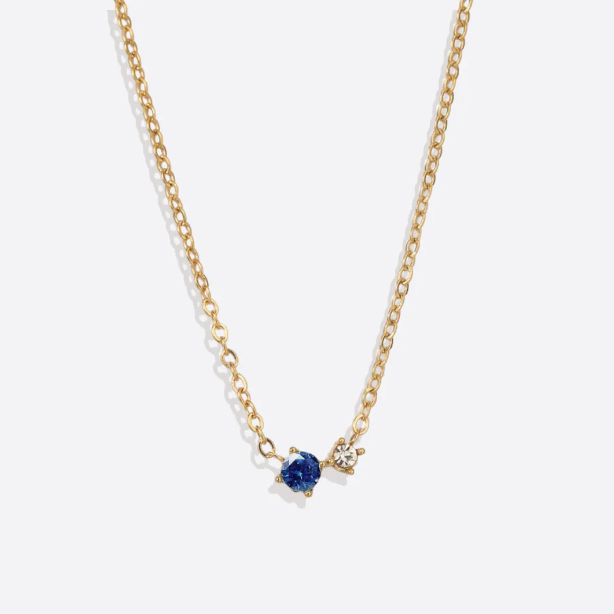 Dainty Birthstone Solitaire Necklace with Diamond Accent