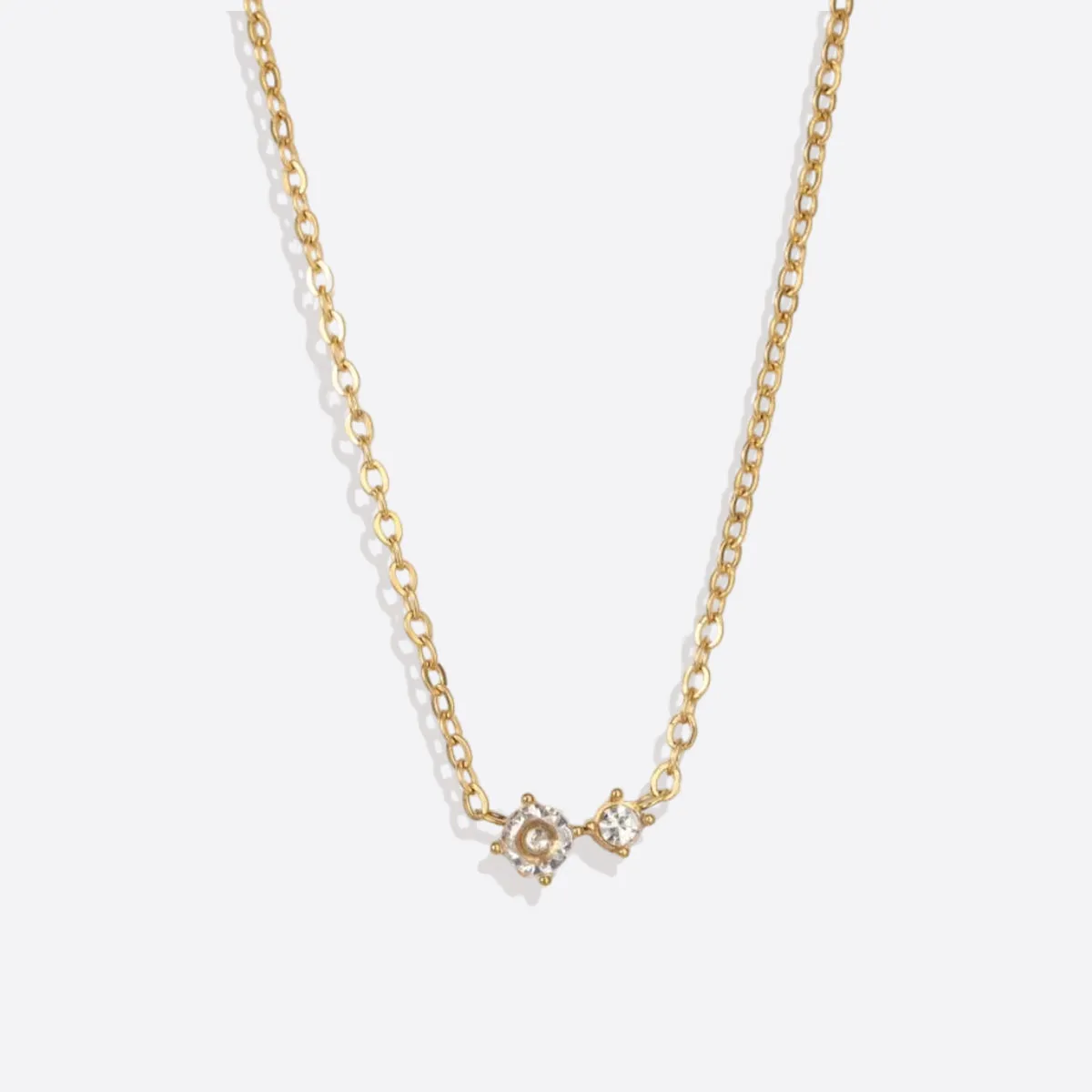 Dainty Birthstone Solitaire Necklace with Diamond Accent