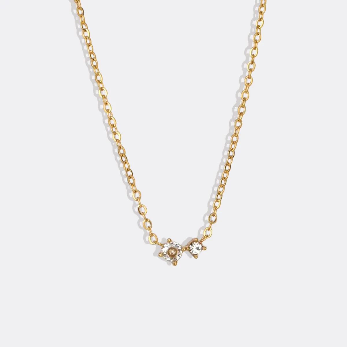 Dainty Birthstone Solitaire Necklace with Diamond Accent