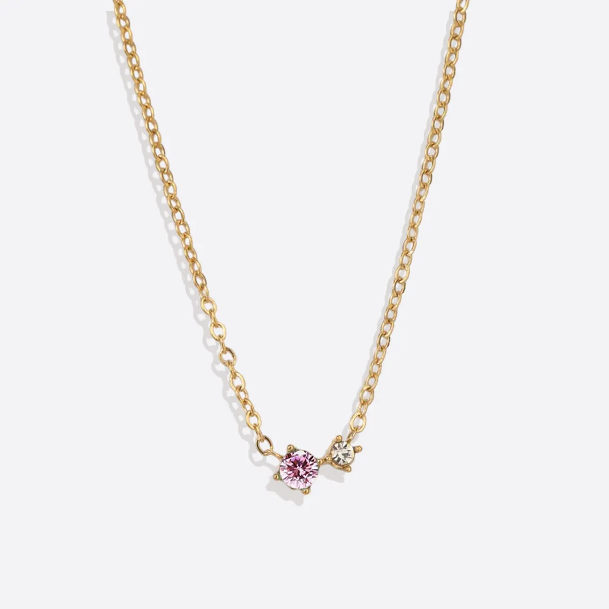 Dainty Birthstone Solitaire Necklace with Diamond Accent