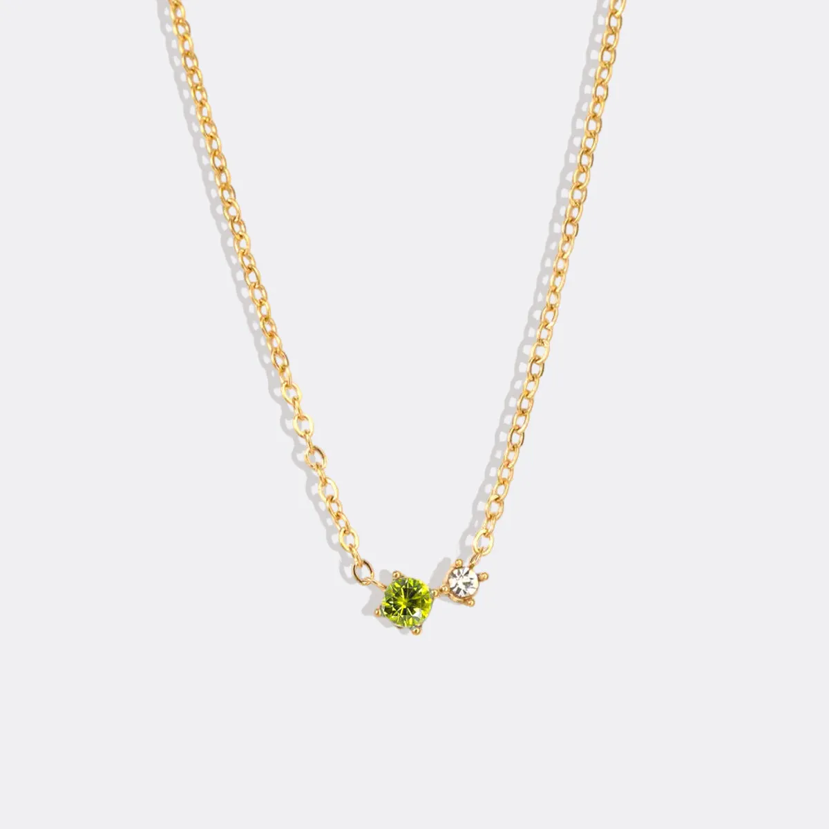 Dainty Birthstone Solitaire Necklace with Diamond Accent