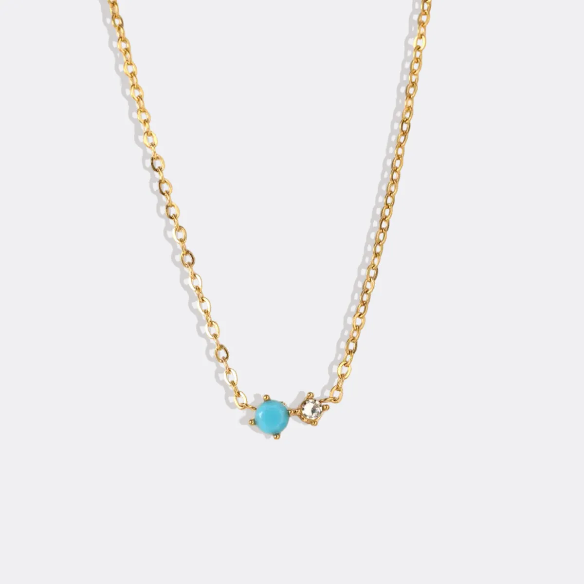 Dainty Birthstone Solitaire Necklace with Diamond Accent