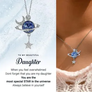 Daughter Star Moon Pendant Necklace With Message Card