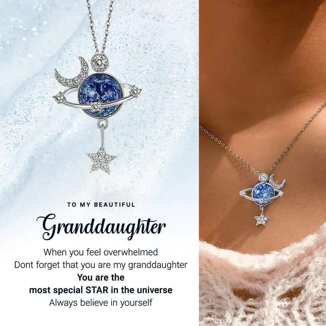 Daughter Star Moon Pendant Necklace With Message Card