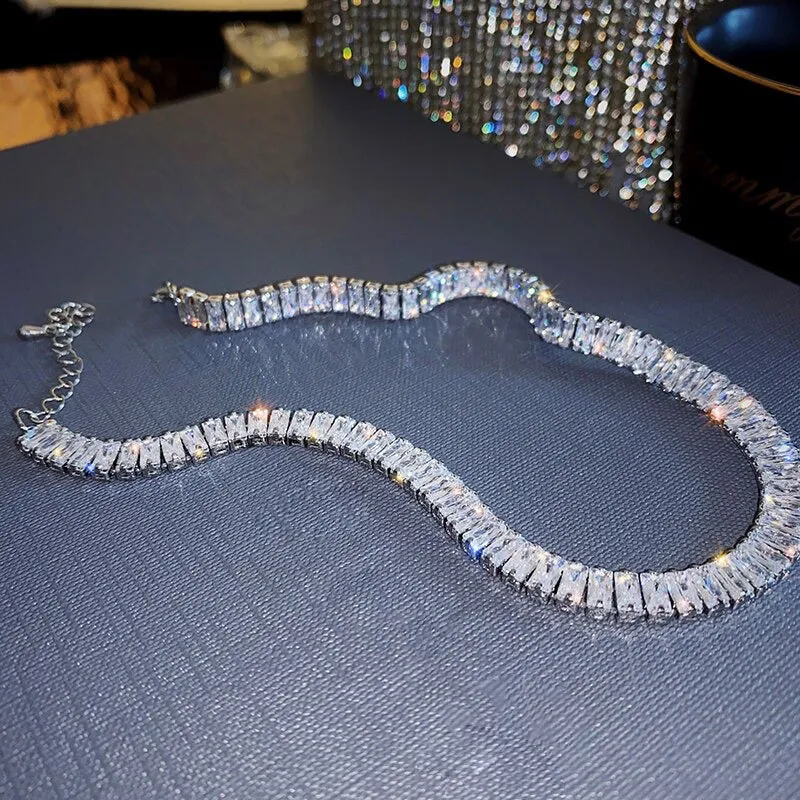 Dazzling Iced Out Zircon Embellished Choker Necklaces