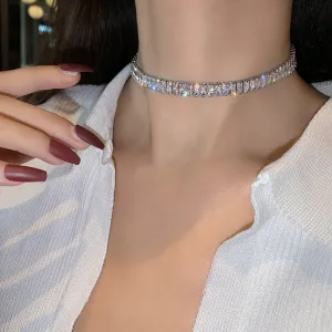 Dazzling Iced Out Zircon Embellished Choker Necklaces