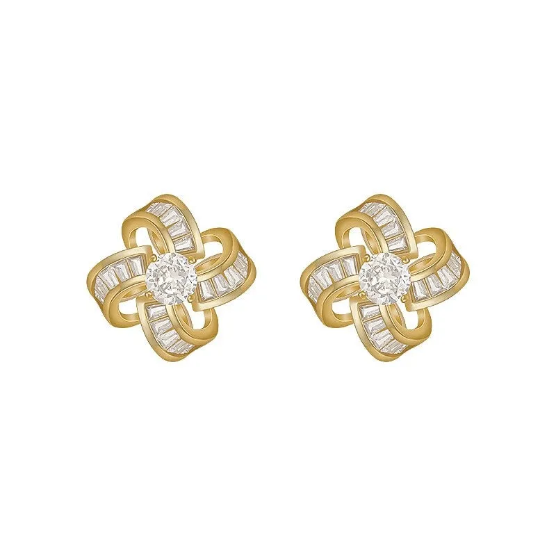 Delicate Windmill Shape Zircon Adorned Stud Earrings