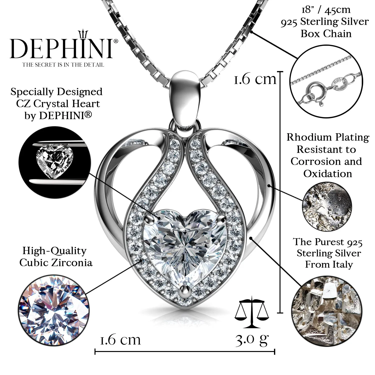 DEPHINI - jewellery set for girls Necklace Earrings & Ring 925 Silver