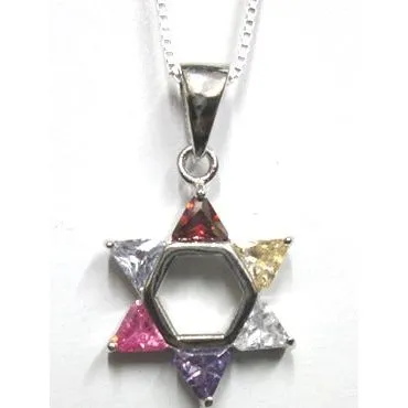 Designer's Trillion Cut Star of David Necklace & Sterling Silver Chain Design may vary