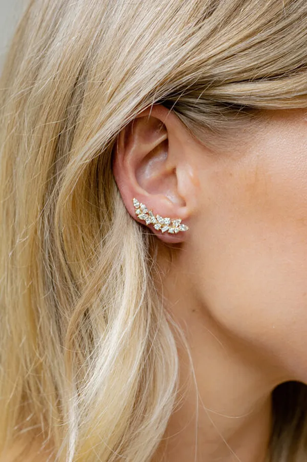 Diamond Cluster Ear Climbers