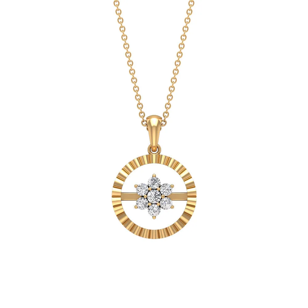 Diamond Flower Pendant Necklace in Prong Setting