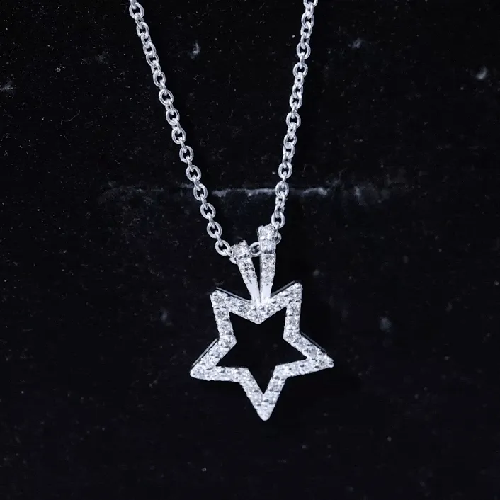 Diamond Star Pendant Necklace with Chain