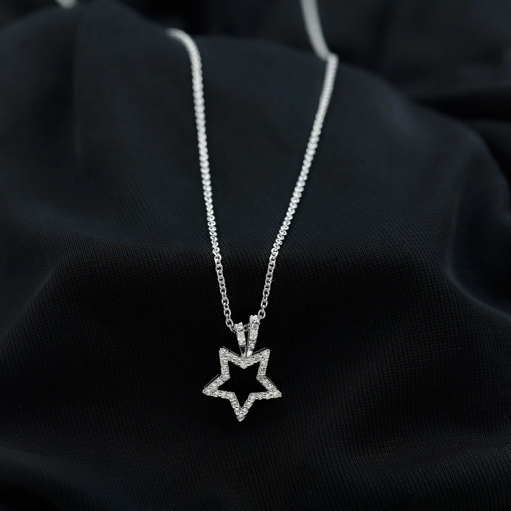 Diamond Star Pendant Necklace with Chain