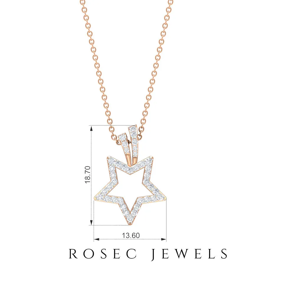 Diamond Star Pendant Necklace with Chain