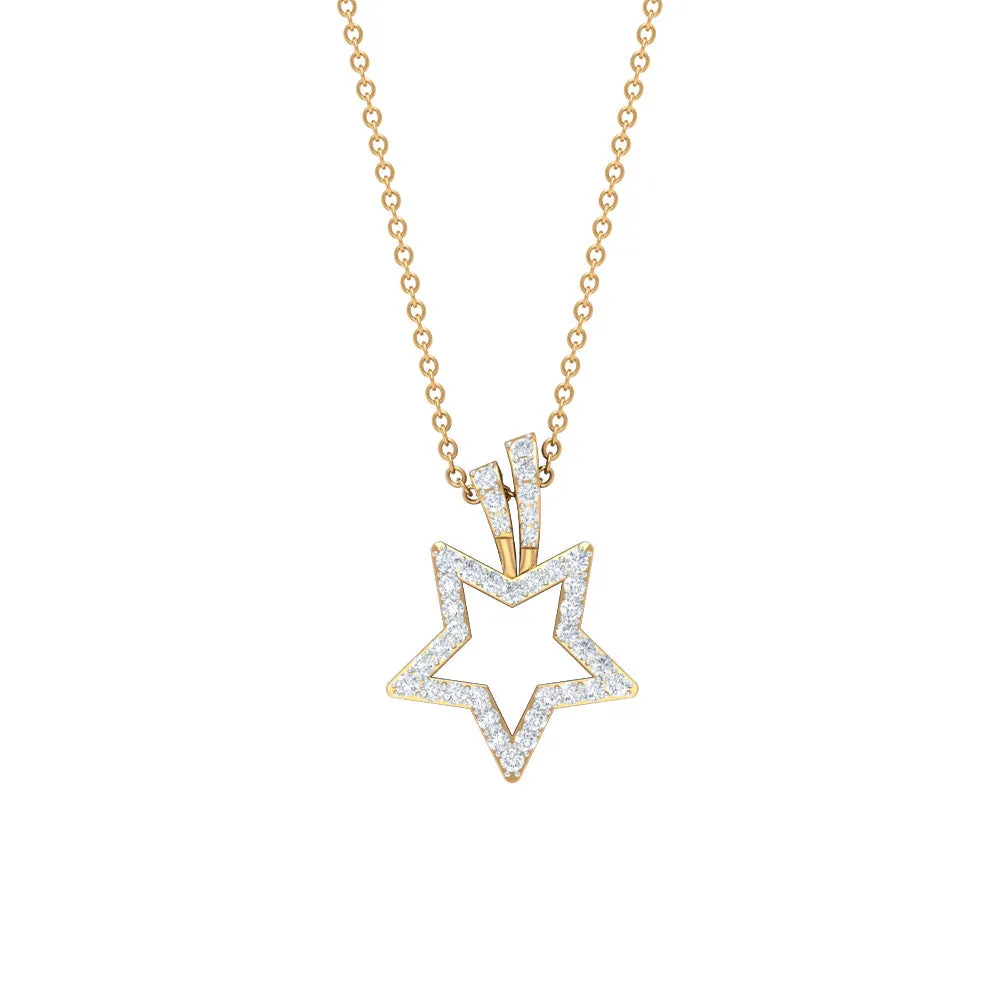 Diamond Star Pendant Necklace with Chain