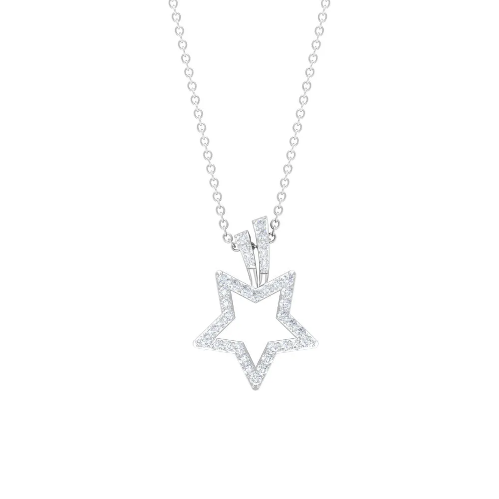 Diamond Star Pendant Necklace with Chain