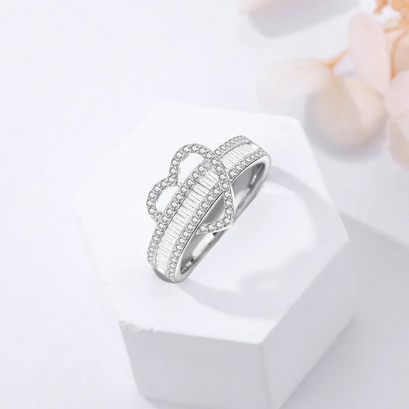 Diamond-studded love ring for women fashion personality simple versatile temperament high-end ring opening