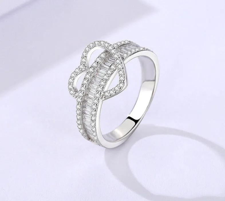 Diamond-studded love ring for women fashion personality simple versatile temperament high-end ring opening