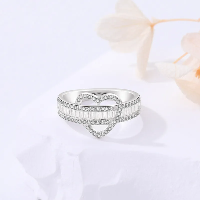 Diamond-studded love ring for women fashion personality simple versatile temperament high-end ring opening