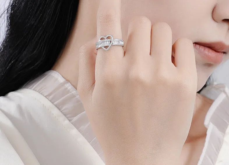 Diamond-studded love ring for women fashion personality simple versatile temperament high-end ring opening