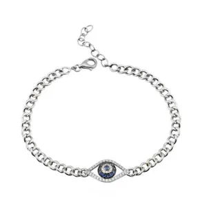 Diamond/Sapphire Evil Eye Cuban Link Bracelet