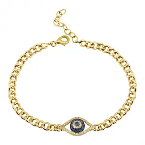 Diamond/Sapphire Evil Eye Cuban Link Bracelet