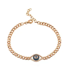 Diamond/Sapphire Evil Eye Cuban Link Bracelet