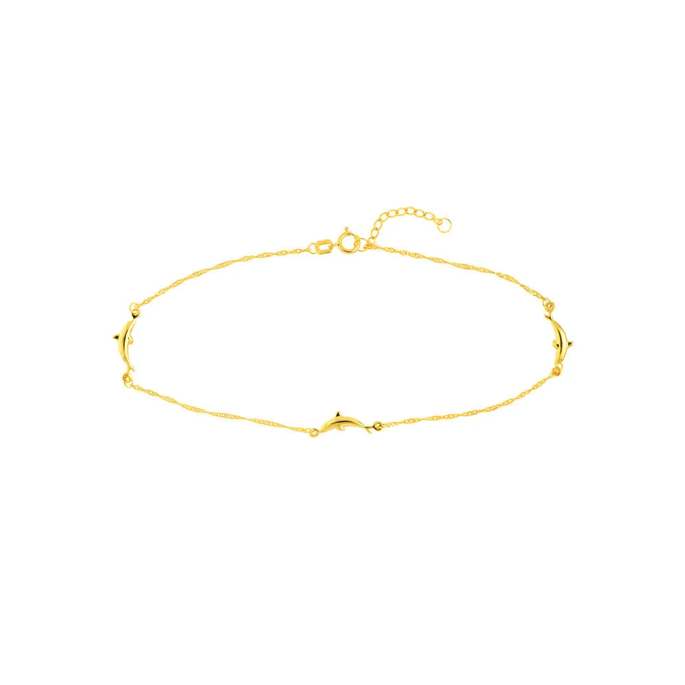 Dolphin Trio Adjustable Anklet