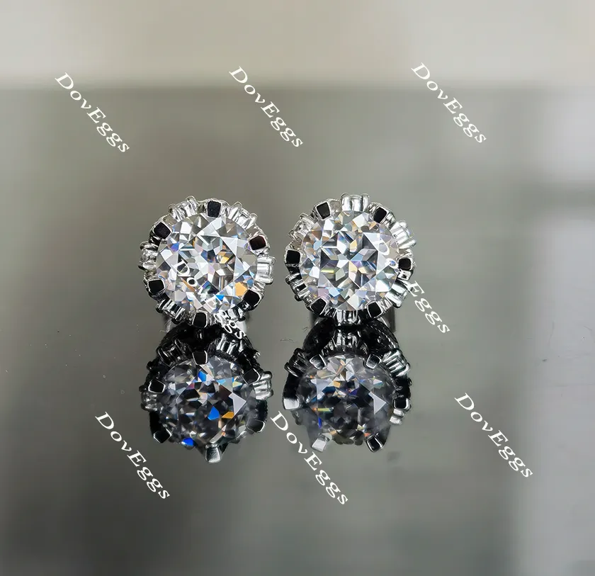 Doveggs round moissanite stud earrings for women