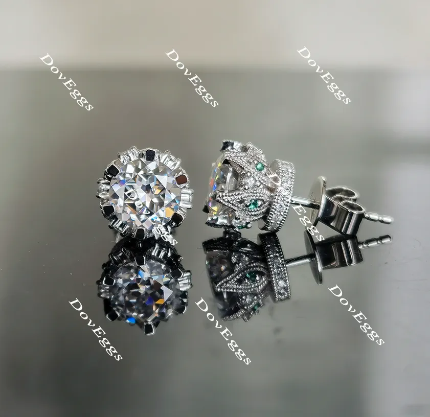 Doveggs round moissanite stud earrings for women