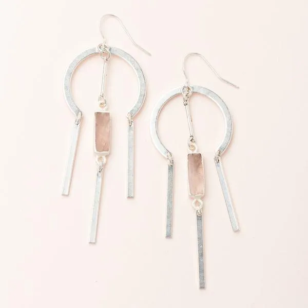 Dreamcatcher Earring Rose Quartz Silver