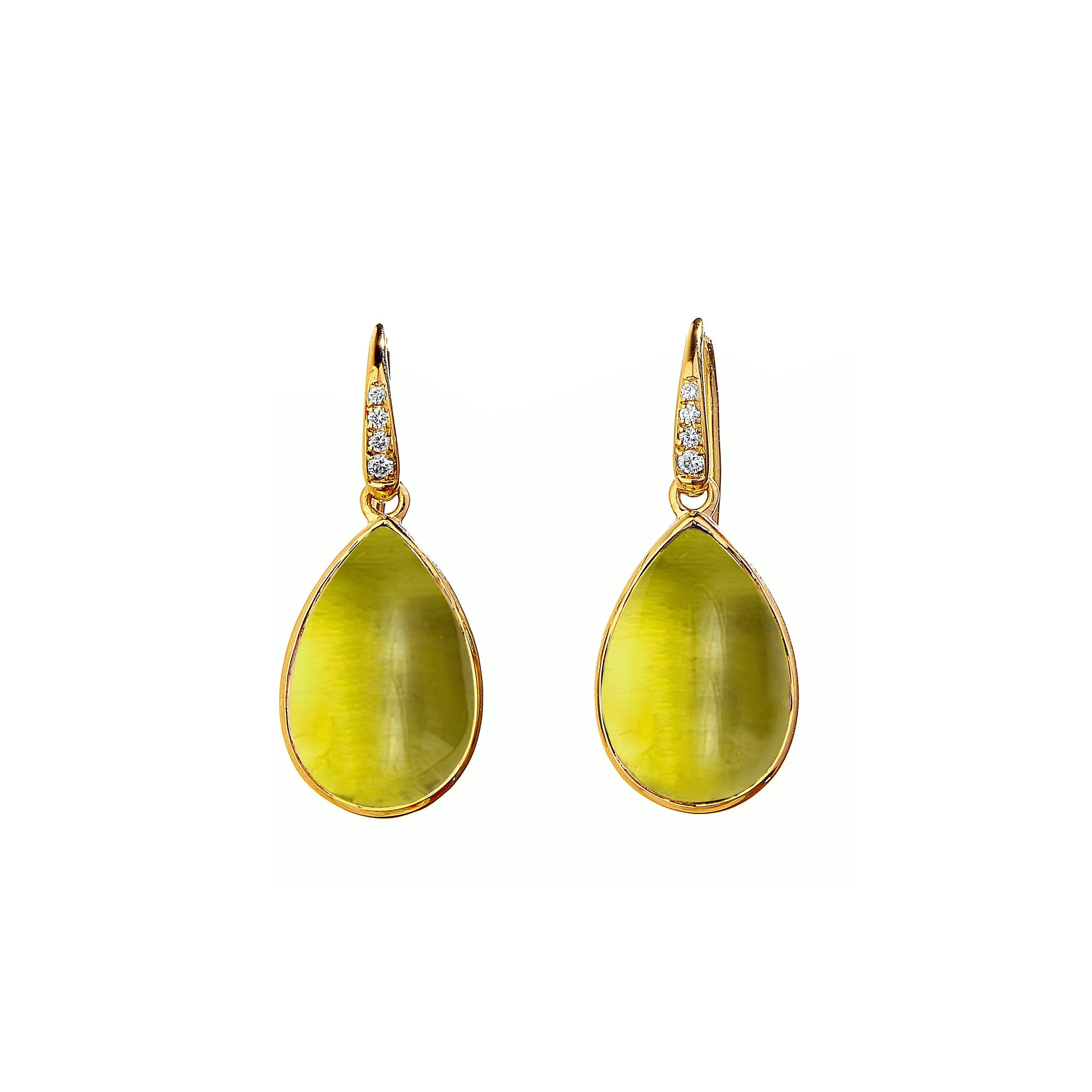 Drop Cabochon Earrings