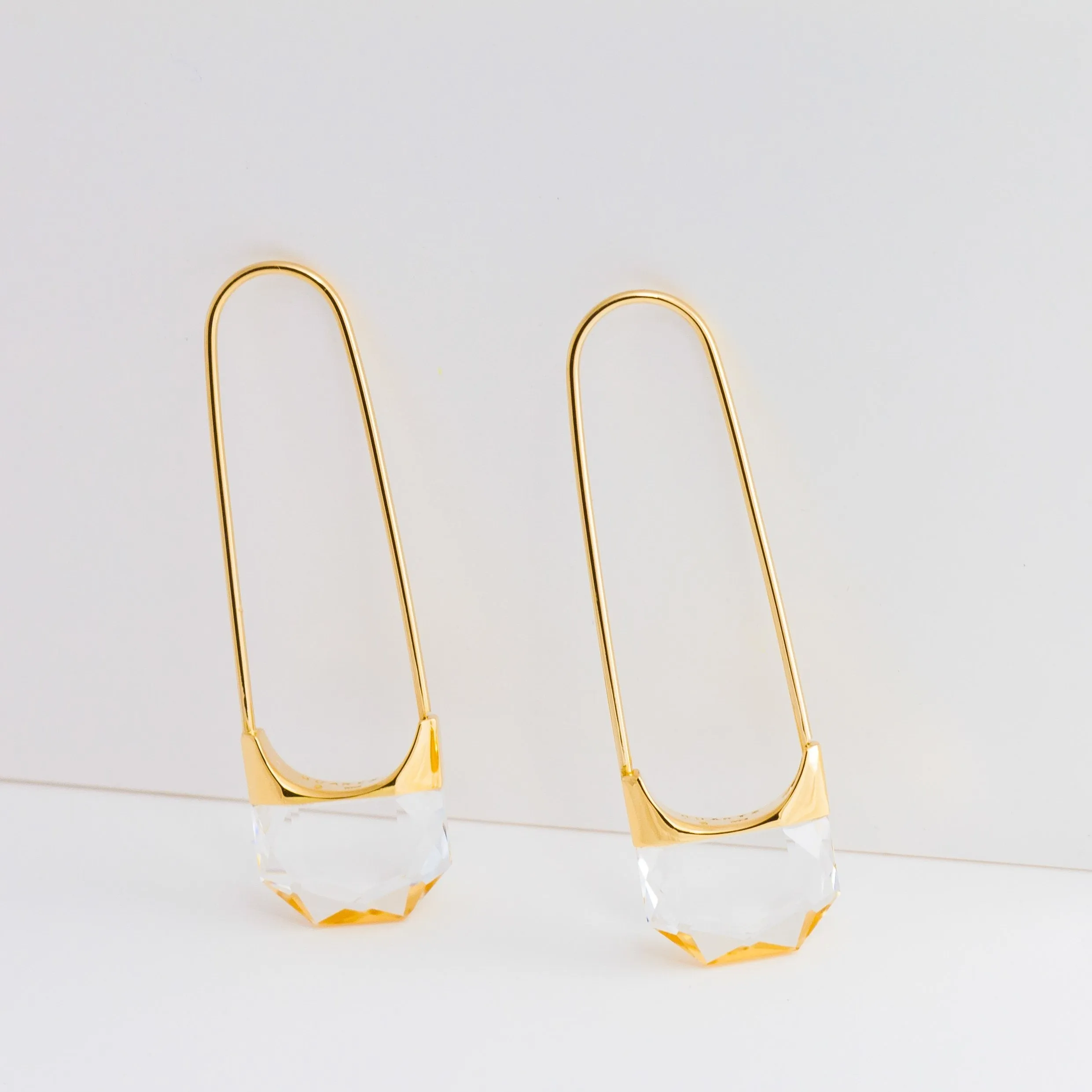 Drop hexagon quartz earring