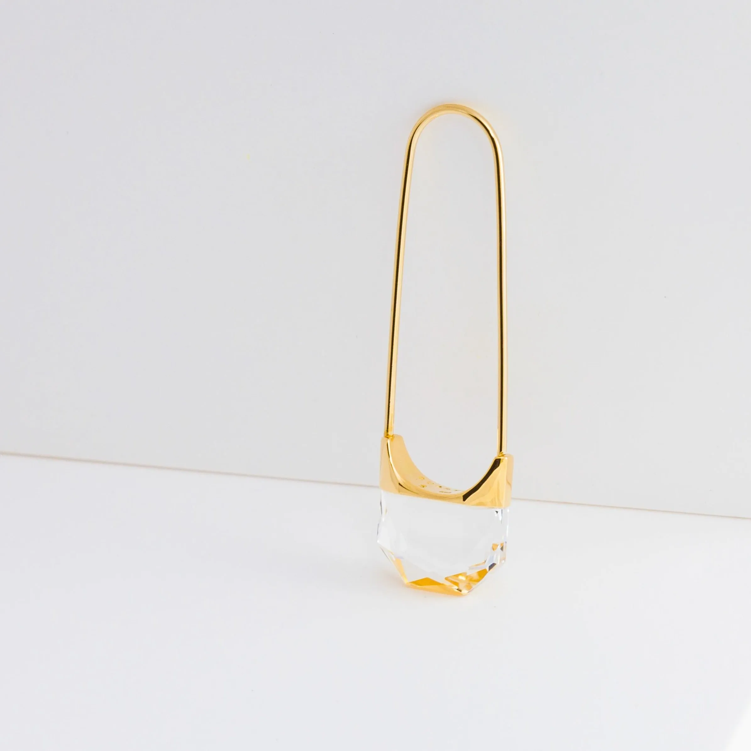 Drop hexagon quartz earring