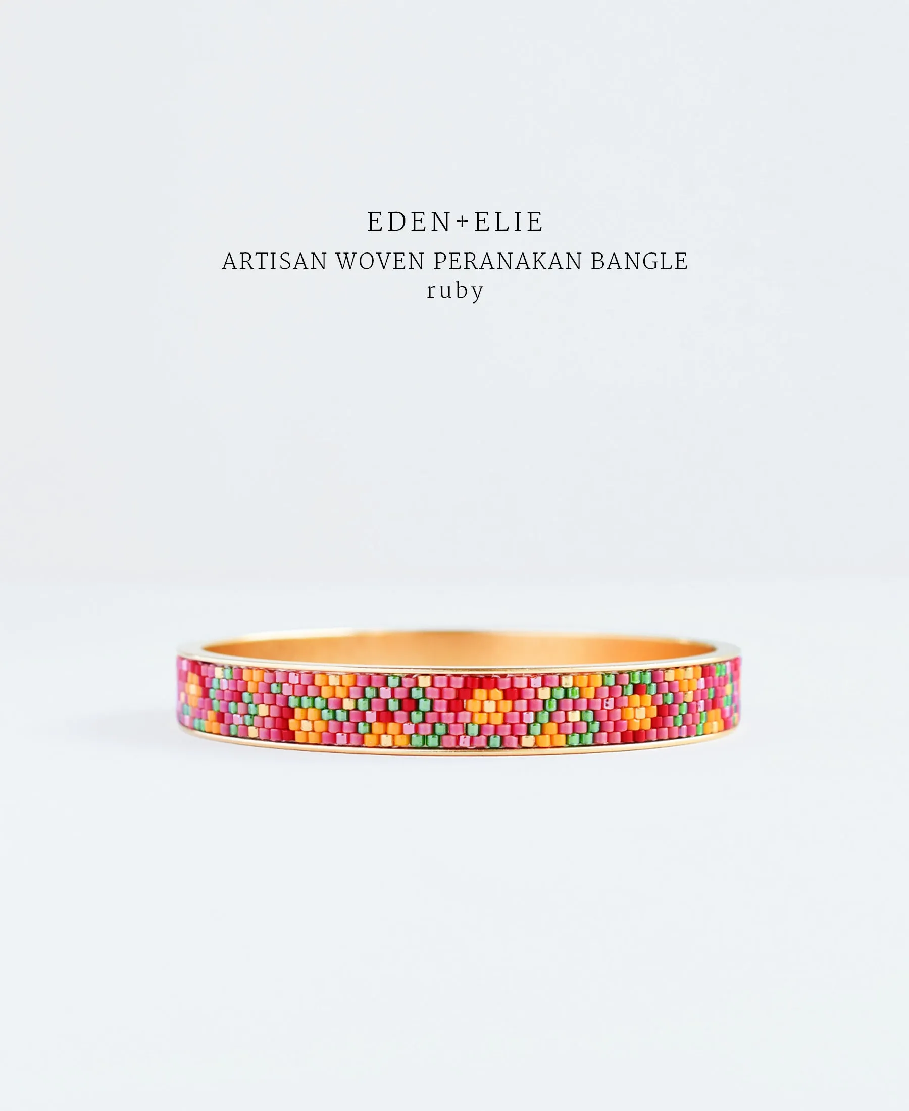 EDEN   ELIE Modern Peranakan adjustable length necklace   bangle gift set - ruby