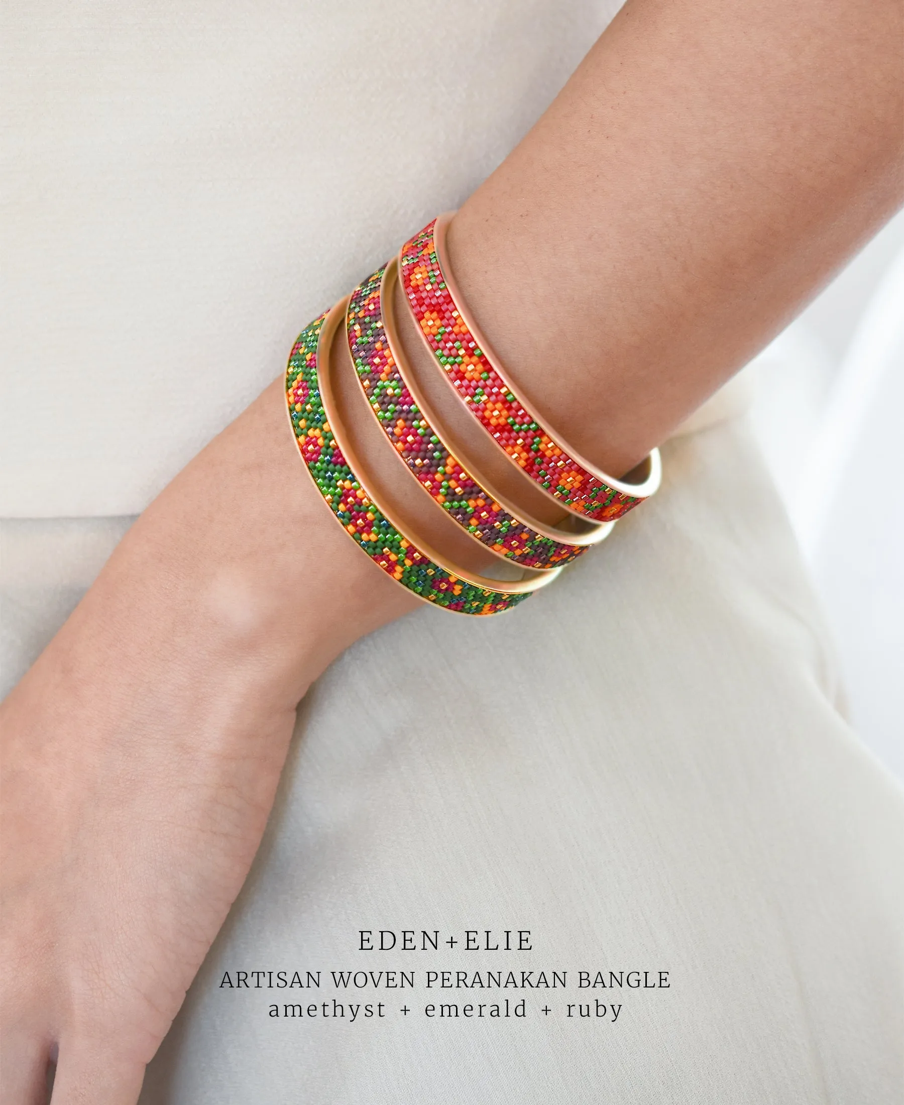 EDEN   ELIE Modern Peranakan adjustable length necklace   bangle gift set - ruby