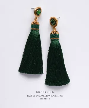 EDEN   ELIE silk tassel statement earrings - emerald green