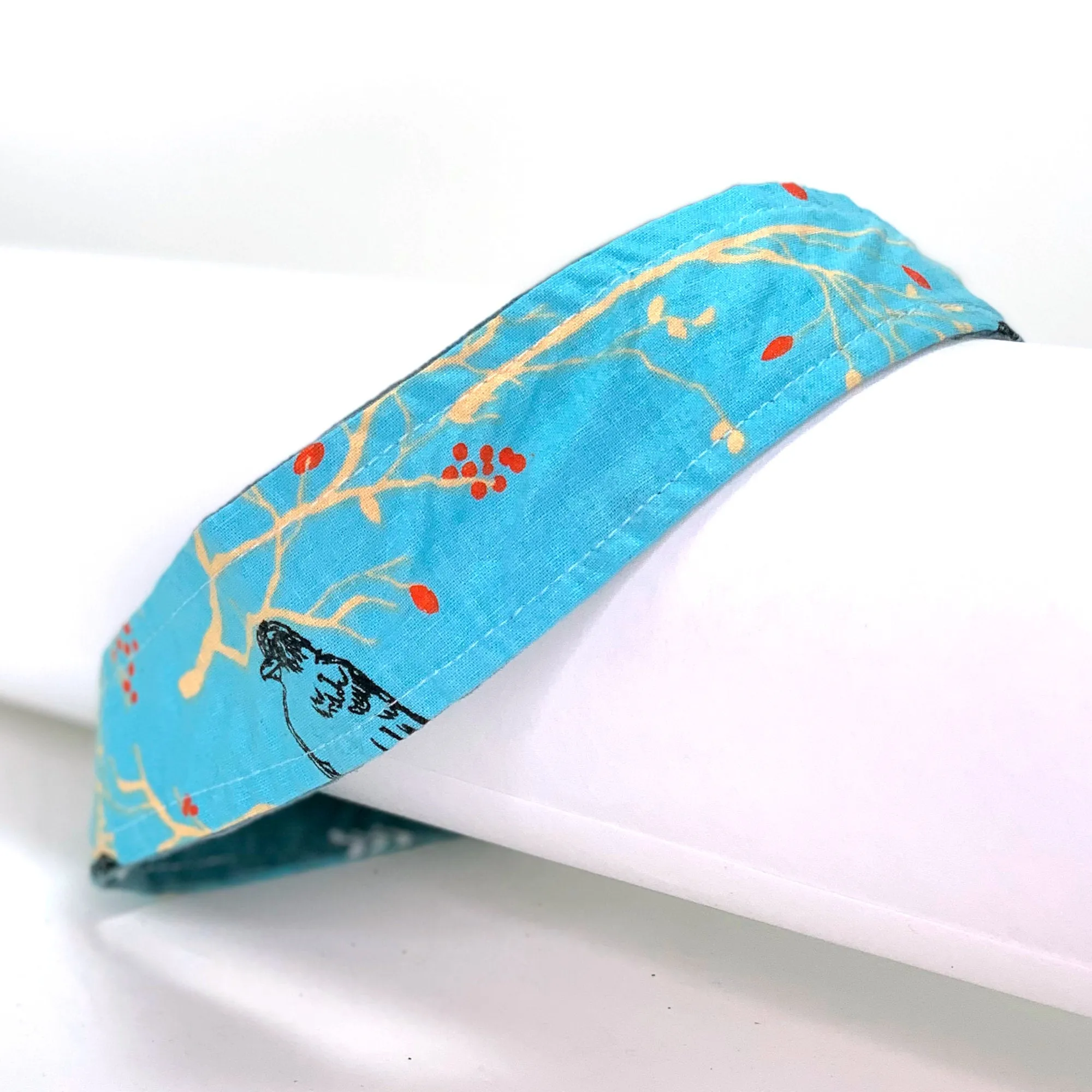 Elastic Washable Headband | Bright Blue with Bird