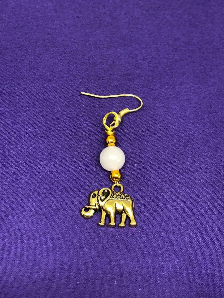 Elephant Earrings with Clear Quartz Crystal