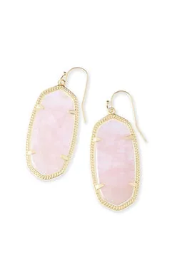 Elle Drop Earrings Gold Rose Quartz