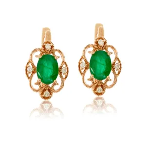 Emerald and Diamond Vintage Style Earrings